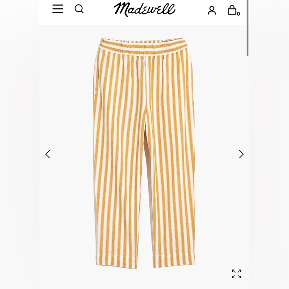 Madewell mustard yellow striped linen pants